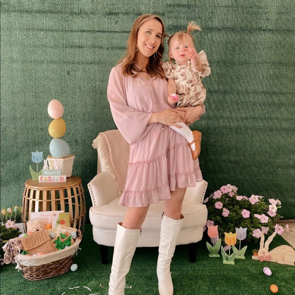 Lavender long sleeve boutique dress with ruffles